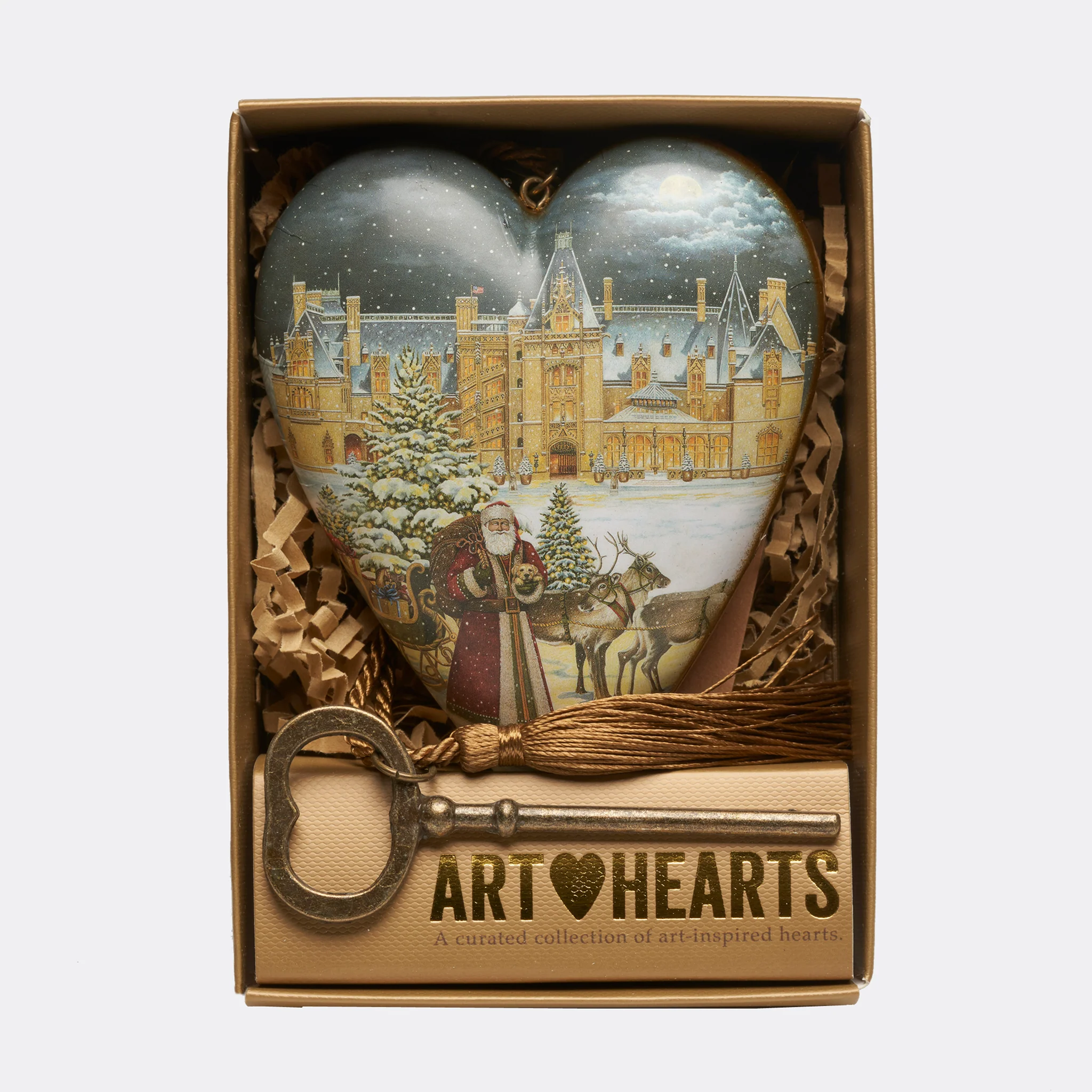 Christmas Art Heart - Biltmore House, Santa with Puppy - Image 3