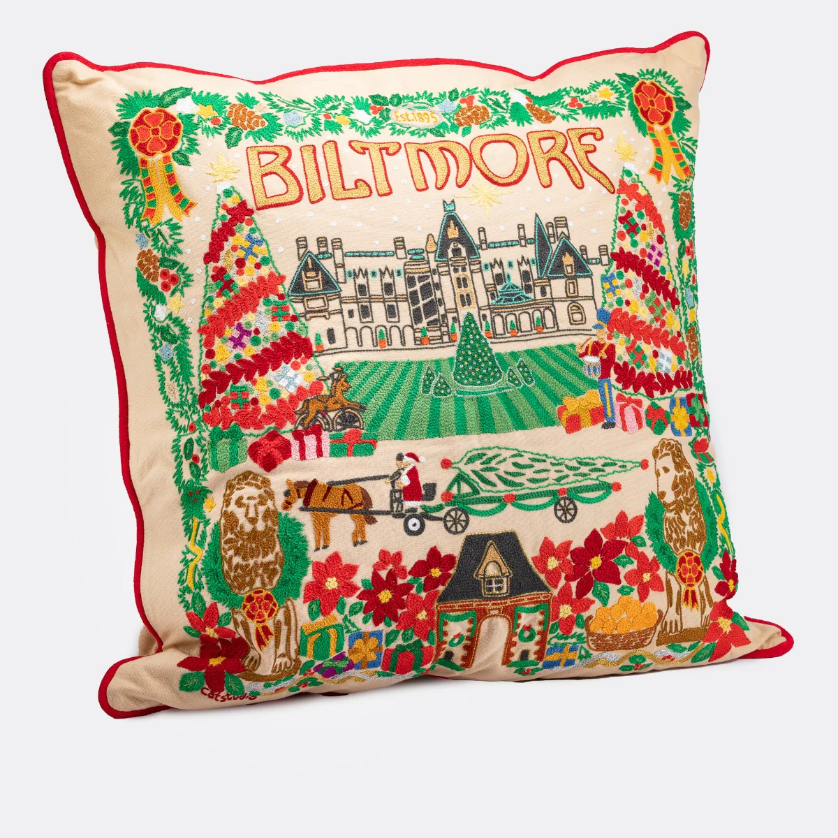 Christmas at Biltmore® Hand-Embroidered Pillow by Catstudio®