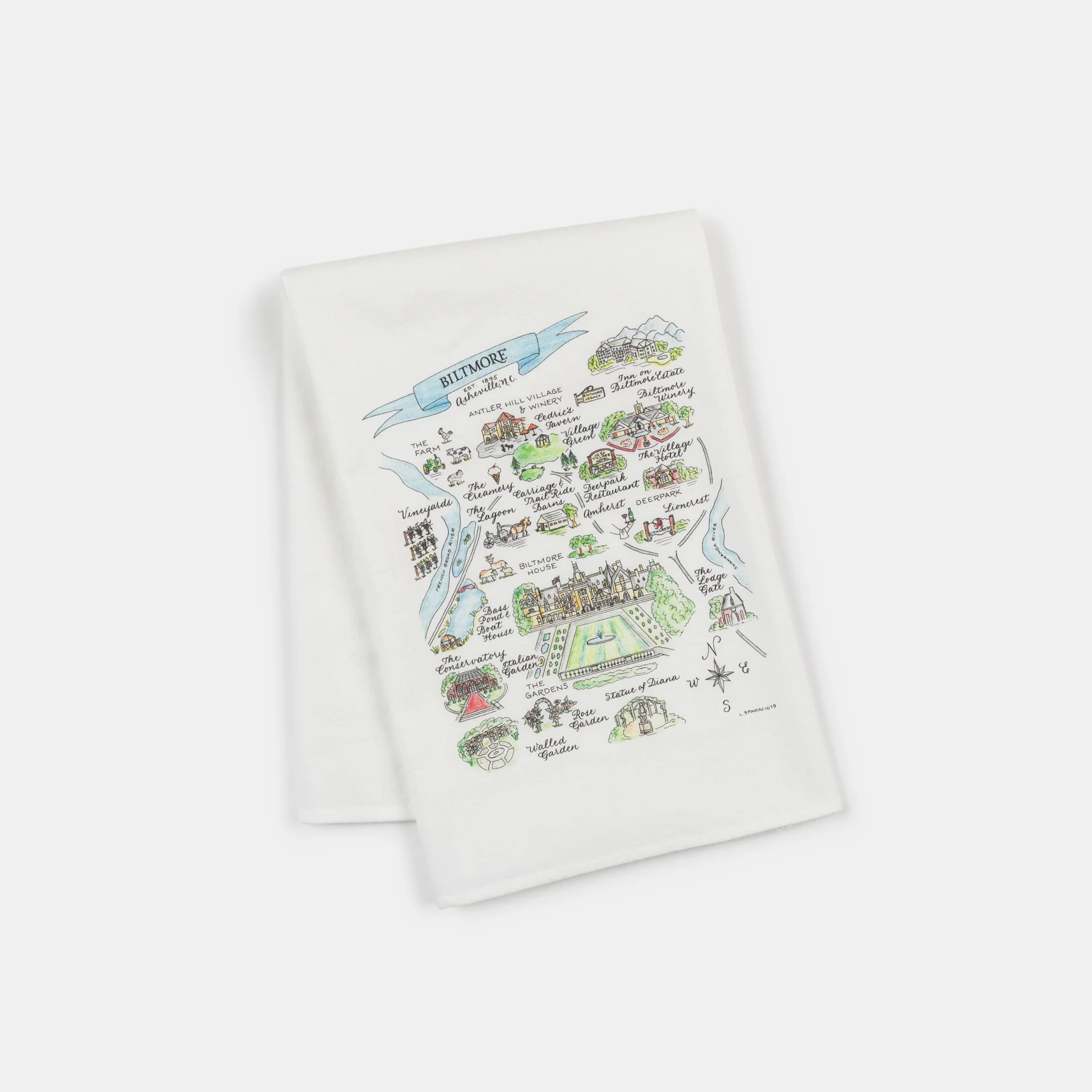 Hand-Lettered Biltmore® Map Tea Towel