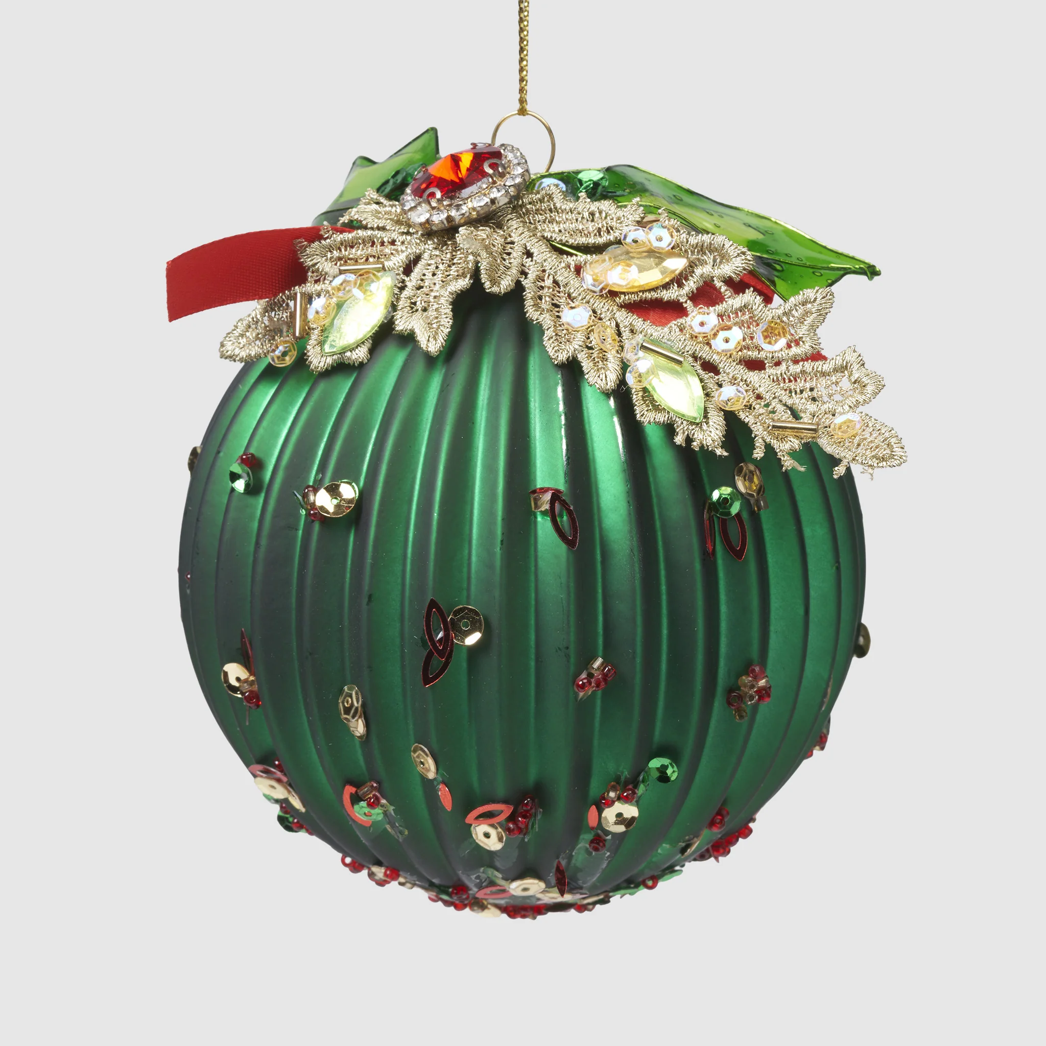 Gilded Holly Ball Ornament – Inspired by the Banquet Hall - Image 4